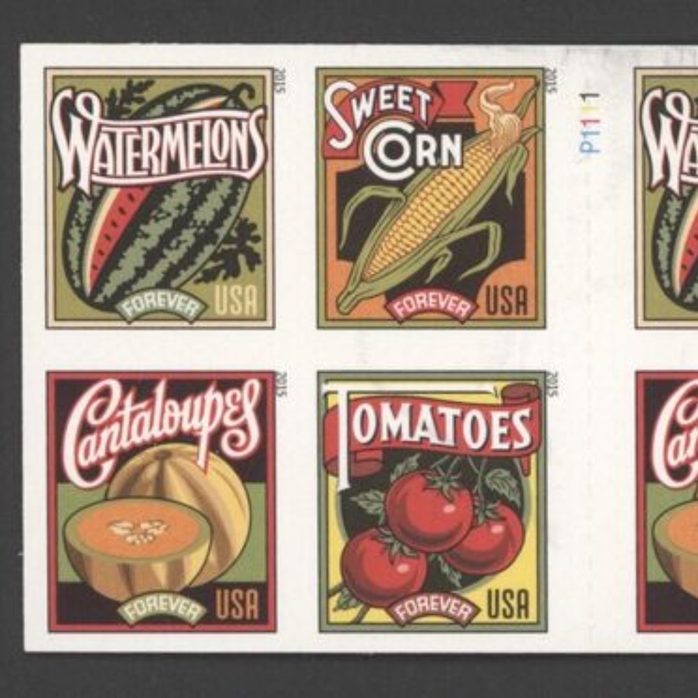2015 US Scott#5007b (5004-5007) Summer Harvest Booklet Pane of 20 Forever Stamps